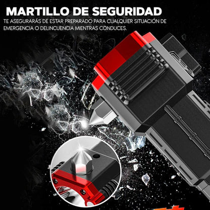 Linterna Táctica 4-en-1 Recargable USB — Rompevidrios y Cortacinturón