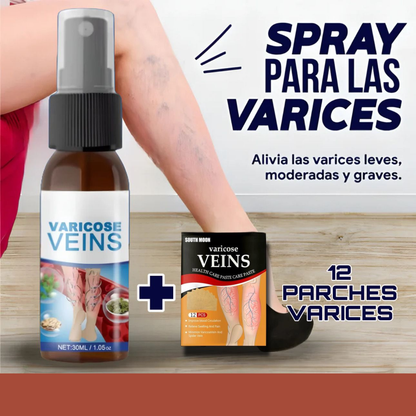 Kit Anti-Várices | Tratamiento Dual: Spray + 12 Parches Herbales | PAGUE AL RECIBIR