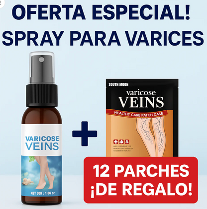 Kit Anti-Várices | Tratamiento Dual: Spray + 12 Parches Herbales | PAGUE AL RECIBIR